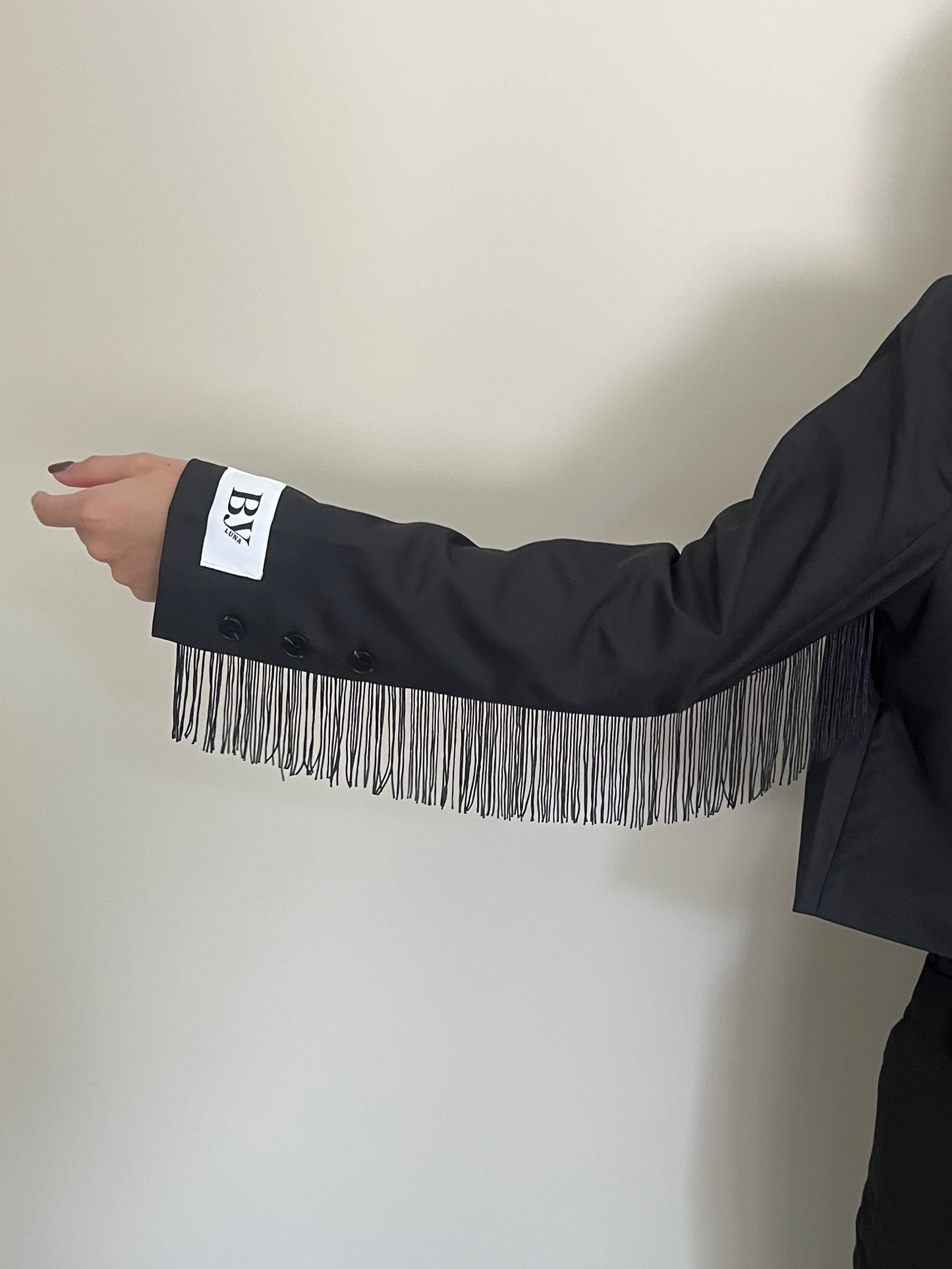 BLACK FRINGE BLAZER (LONG)