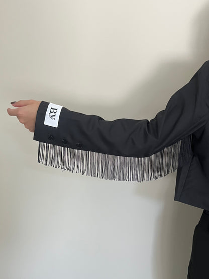 BLACK FRINGE BLAZER (SHORT)